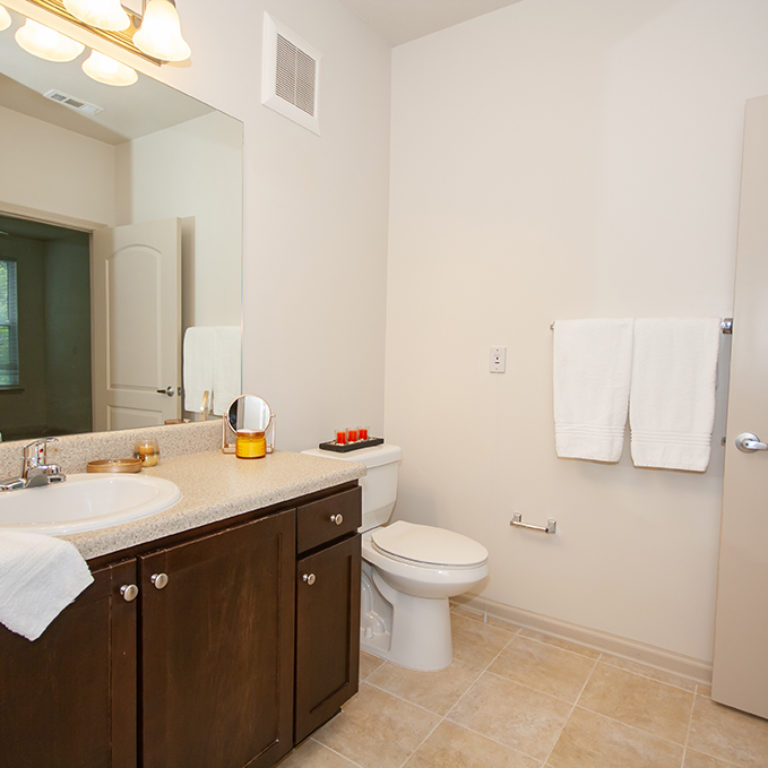 Apartment bathroom at Columbia Senior Residences at Forrest Hills - Senior Apartments at Decatur, GA