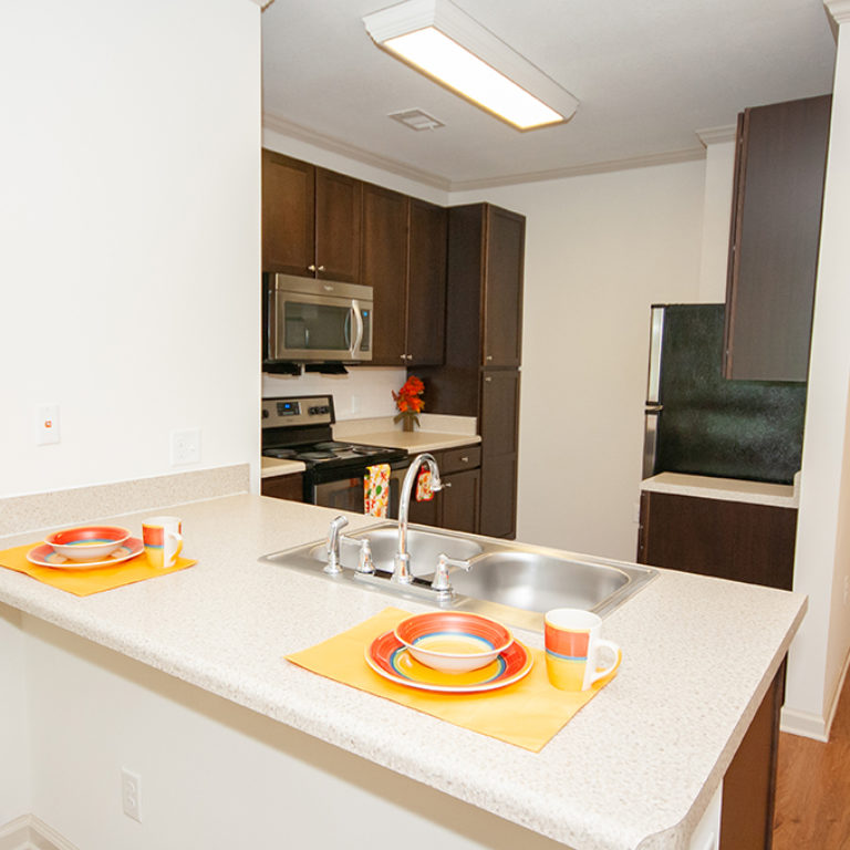 Kitchen interior at Columbia Senior Residences at Forrest Hills - Senior Apartments at Decatur, GA