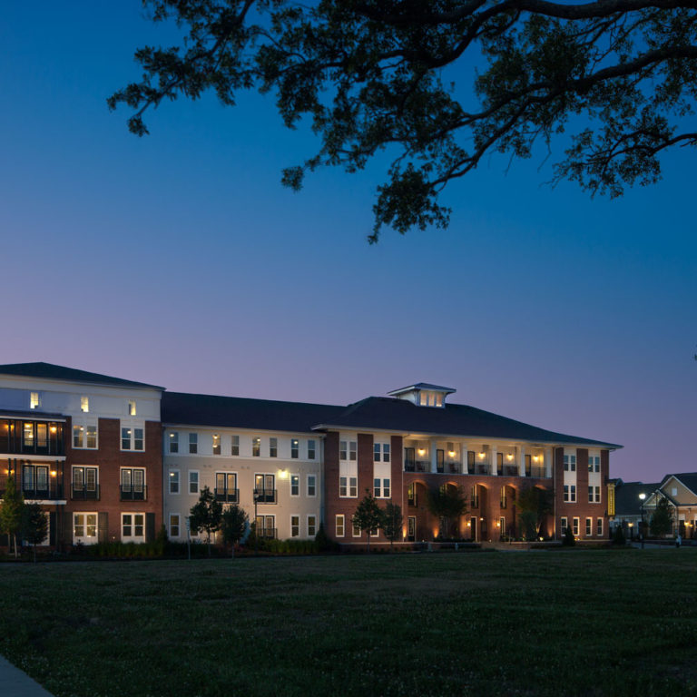 Dusk view of Heritage Senior Residences Community at Columbia Parc - Senior Apartments in New Orleans LA