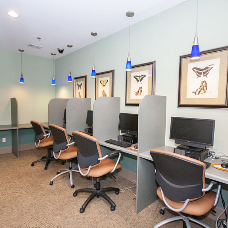 Business center at The Tower at Dorsey Manor Senior Residences - Senior Apartments in Marietta, GA