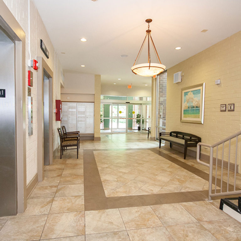 Lobby at The Tower at Dorsey Manor Senior Residences - Senior Apartments in Marietta, GA