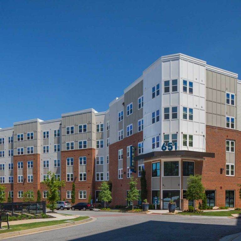 exterior view of Columbia Residential apartment building