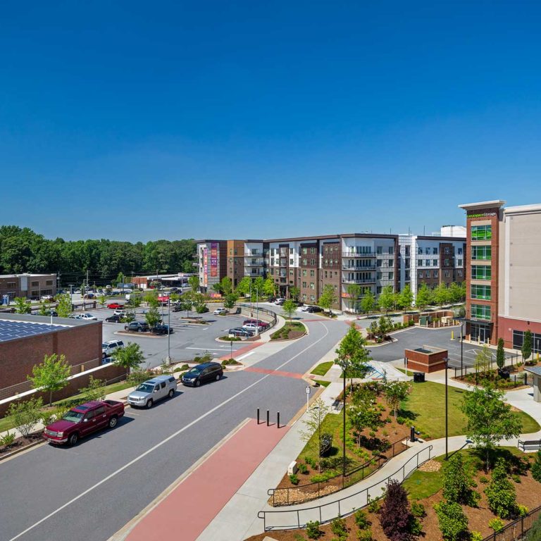 exterior view of Columbia Residential apartment building