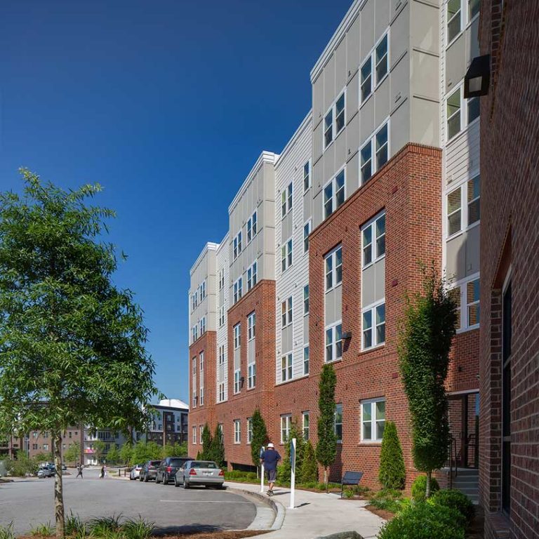 exterior view of Columbia Residential apartment building