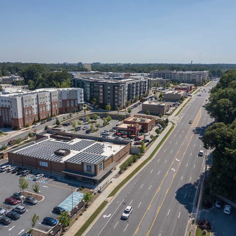 exterior view of Columbia Residential apartment buildings