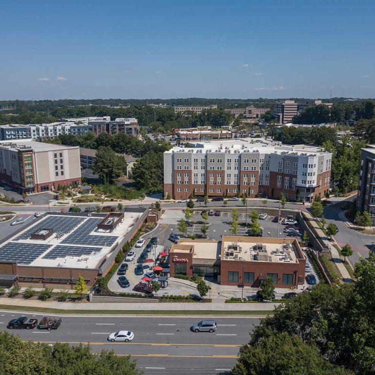 exterior view of Columbia Residential apartment buildings