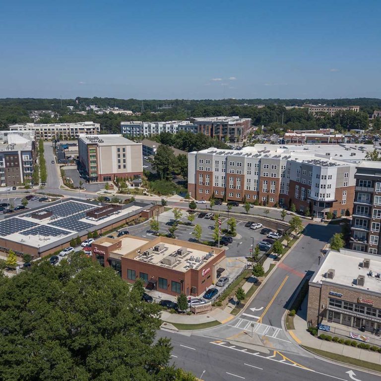 exterior view of Columbia Residential apartment buildings