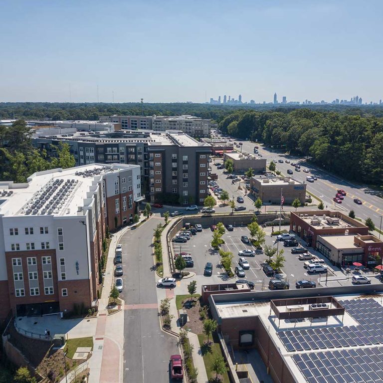 exterior view of Columbia Residential apartment buildings