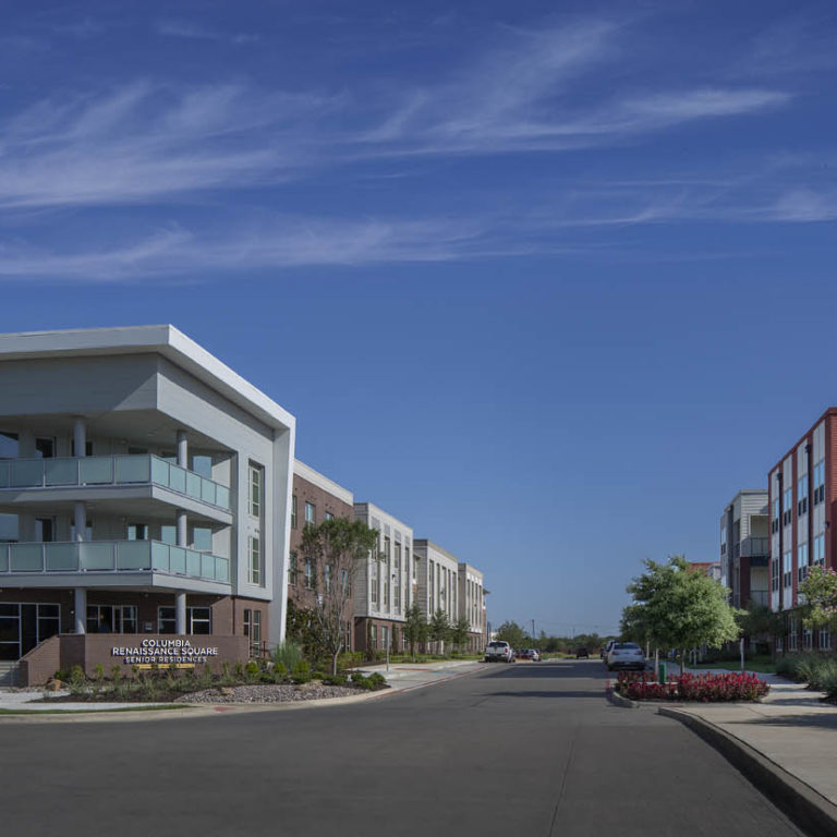 exterior view of Columbia Residential apartment buildings