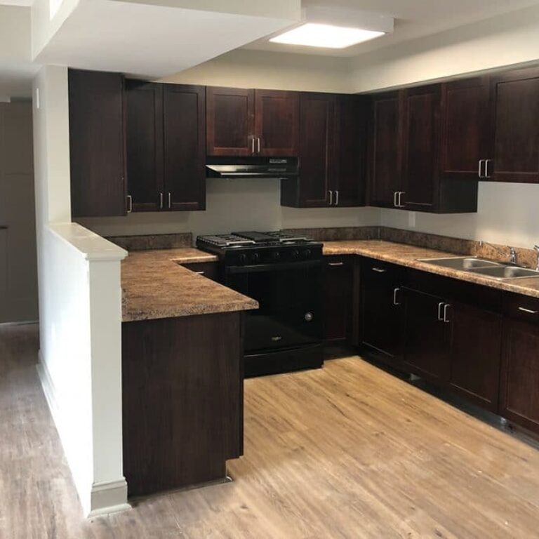 open plan kitchen and hallway Capitol Vanira Apartments in Atlanta Georgia