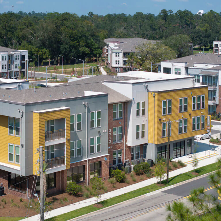 aerial view of Columbia Gardens at South City on a sunny day in Tallahassee Florida
