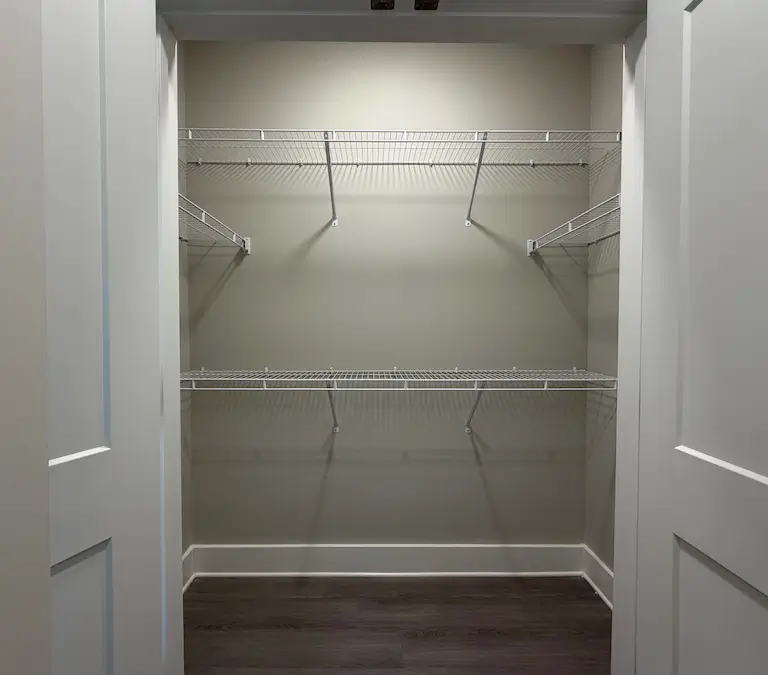 Walk-in closet with built-in shelving and hanging space