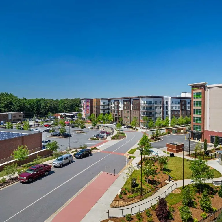 exterior view of Columbia Residential apartment building